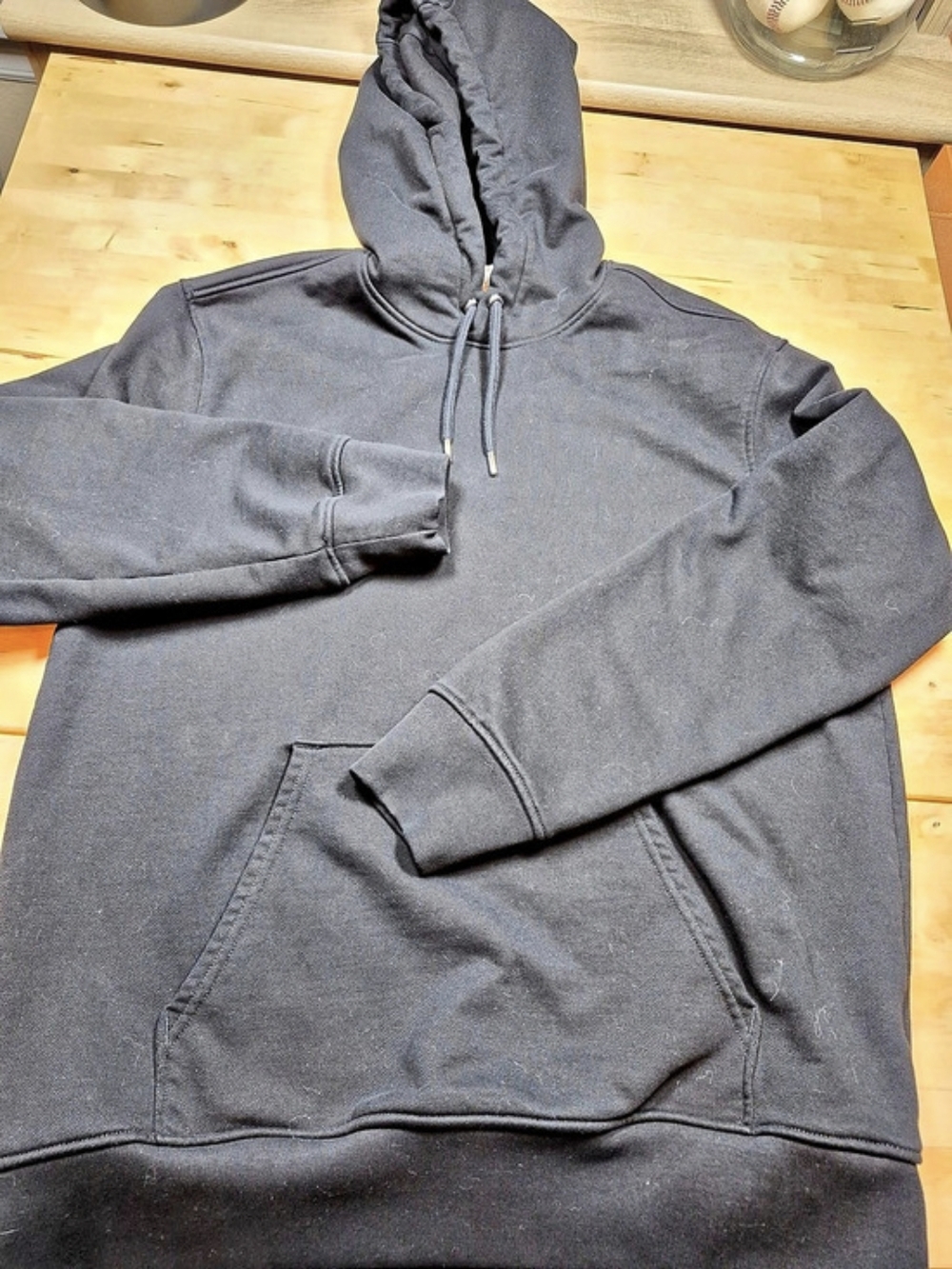H&M No. 3 H&M Essentials Regular Fit Hoodie Black Cotton Blend Size Large